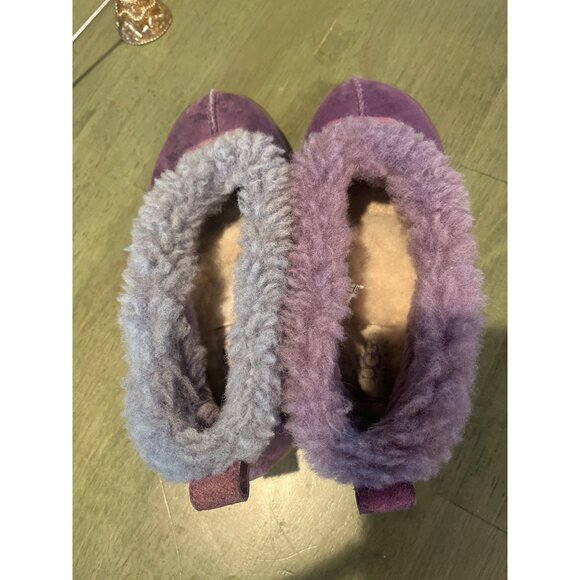 UGG Purple Suede & Sheepskin Slippers With Cozy Two-Tone Fur Trim Womens Size 7 - Picture 3 of 6